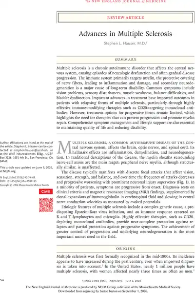 NEJMra2501195.pdf Advances in Multiple Sclerosis pdf标准百度网盘下载  第1张